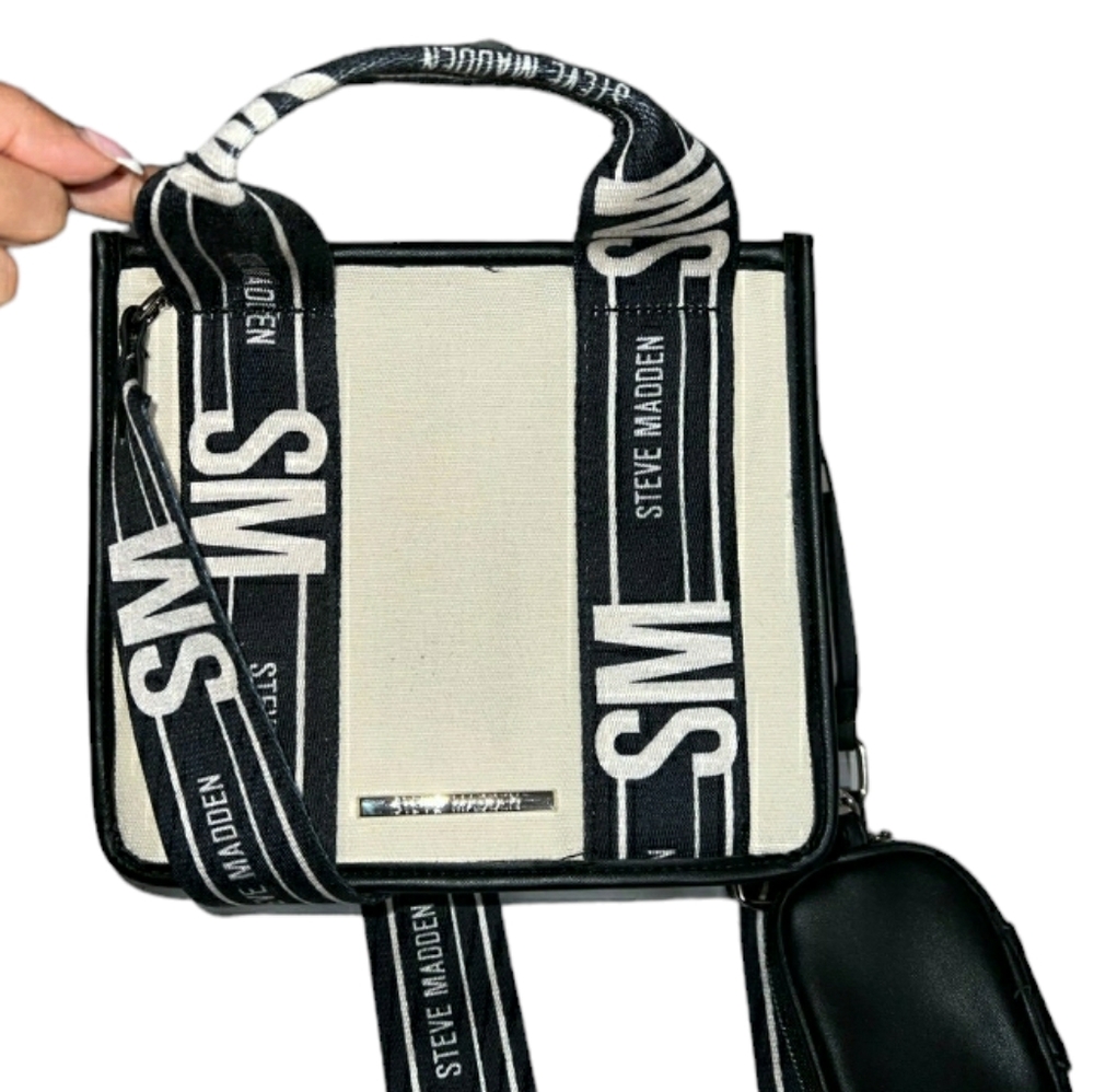 STEVE MADDEN Black bwebber tote crossbody bag